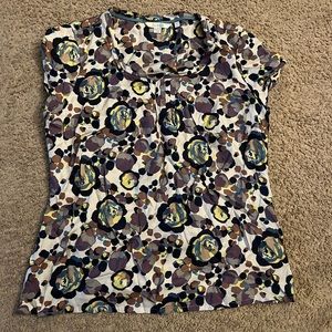 Boden Women's Ravello Silk Blend Top Blouse Floral Circle Geometric Print